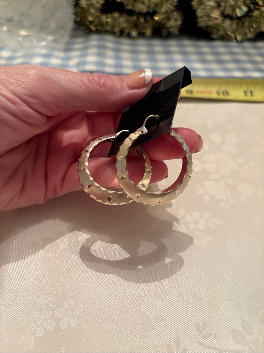 Hammered Silver Hoop Earrings